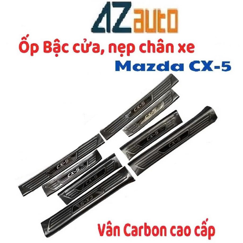 Ốp bậc cửa, nẹp bước chân xe Mazda CX5 2018-2025 Vân Carbon cao cấp