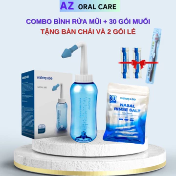 Bình rửa mũi và muối rửa mũi cho bé, người lớn Waterpulse, dụng cụ xịt rửa mũi ngừa viêm xoang