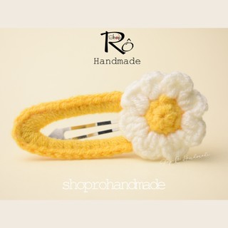 Kẹp tóc hoa nhỏ nhụy vàng bằng len cho nữ và bé gái xinh xắn 6cm |Cặp tóc mái đẹp |Shop Rô Handmade