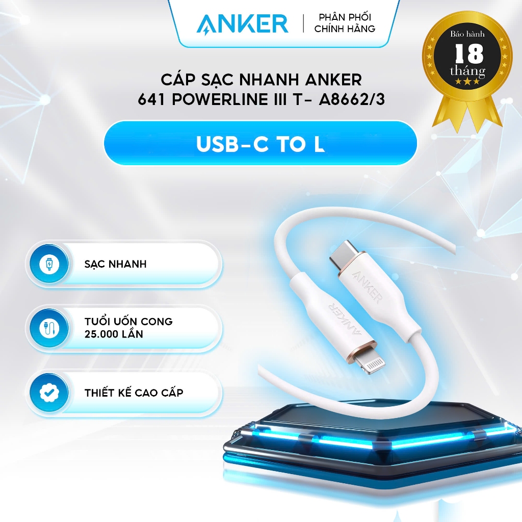 Cáp Sạc Nhanh ANKER 641 PowerLine III Flow USB-C to L, Chất liệu ...