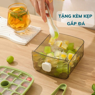 Hộp làm đá 2 tầng có tay cầm, nhấn 1 lần lấy đá dễ dàng tiện lợi