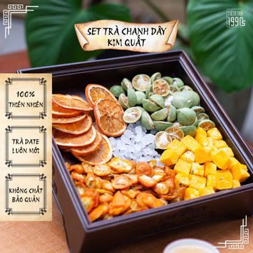 Set Trà Chanh Dây Kim Quất Tiệm Trà 1990's, Trà Thảo Mộc Chanh Leo Kim Quất Trắng Da Triệu Lộ Tư Detox Thanh Nhiệt