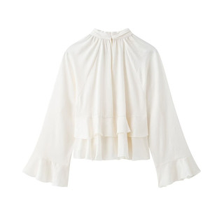 Áo Zara made in Morocco dài tay chiffon trắng bèo xinh nữ