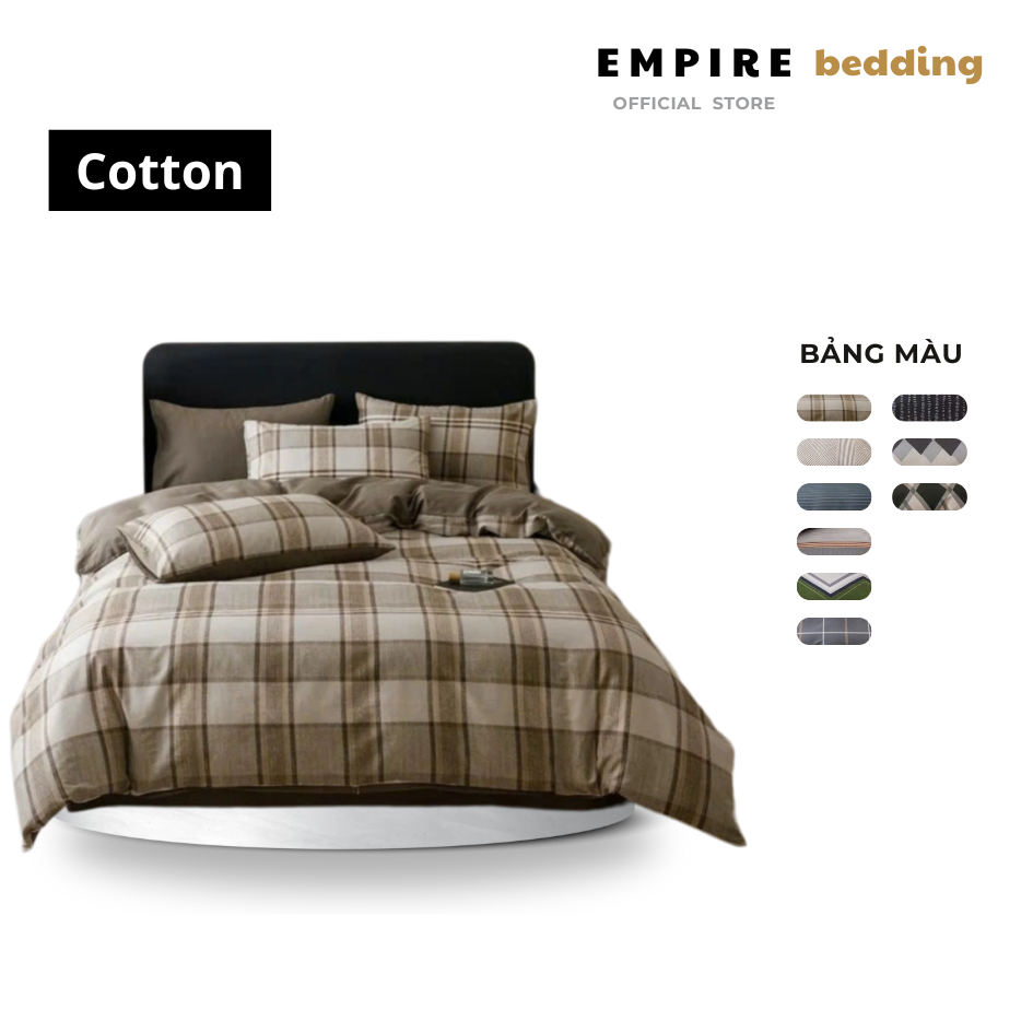 Bộ chăn ga gối nệm 4 món cotton 100% Empire chất mát mịn chăn chần bông - Empire Bedding & Decor