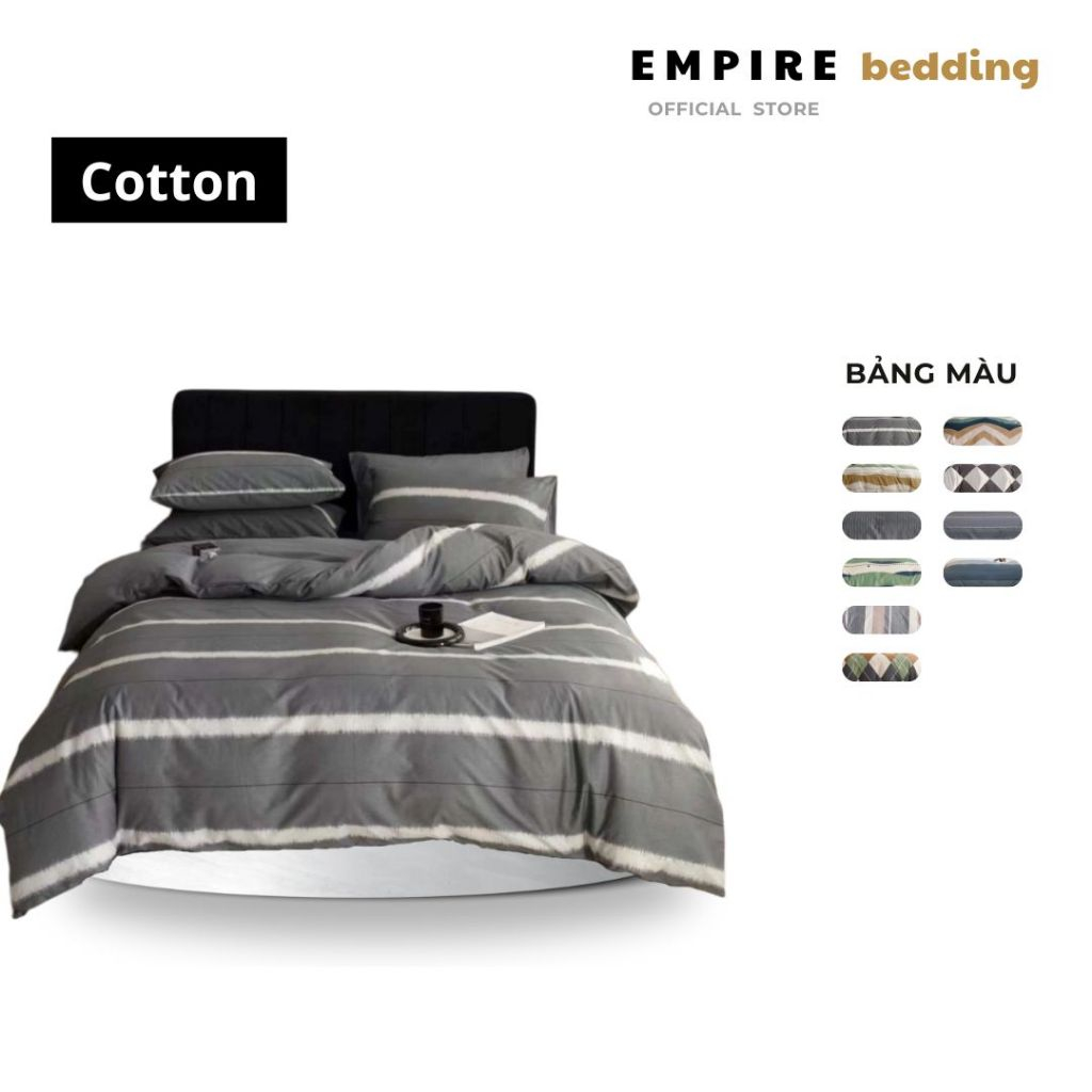 Bộ chăn ga gối cotton EMPIRE set 4 món ga trải giường bo chun drap đủ size - EMPIRE  Bedding & Decor