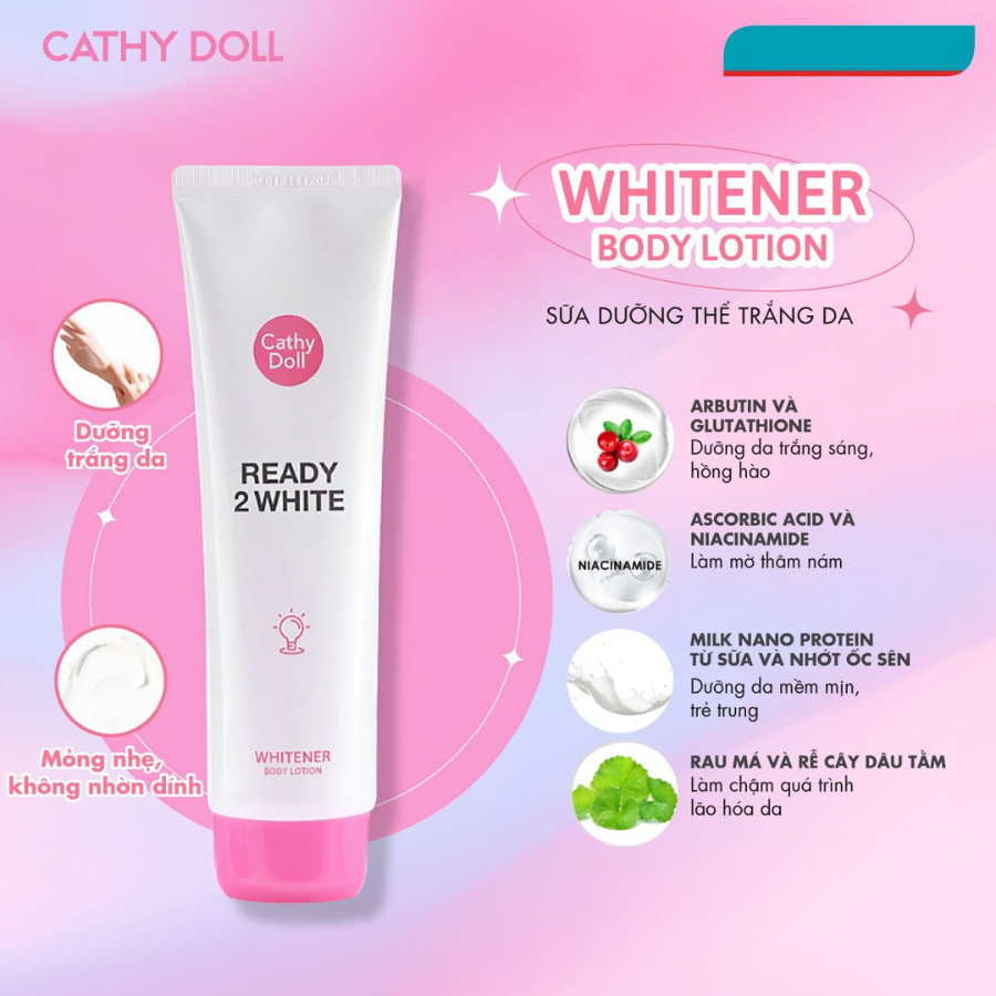 Sữa Dưỡng Thể Trắng Da Cathy Doll Ready 2 White 150ml Thái Lan
