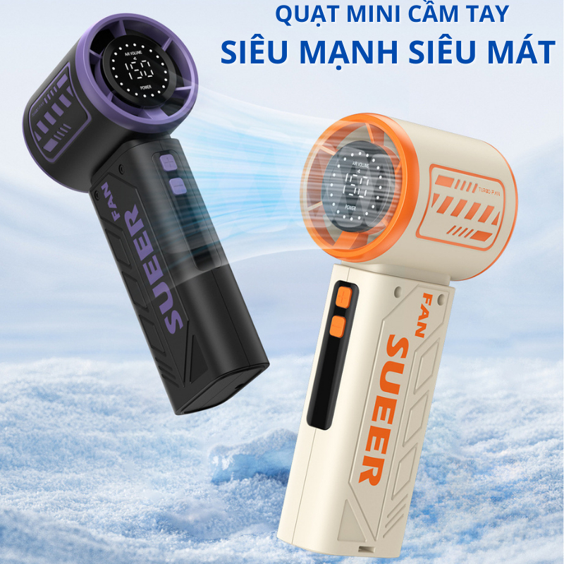 Quạt Cầm Tay Mini S17 4000mAh 150 Cấp Độ Gió Dùng 8H Có Thể Sạc  Màn Hình LED Hiển Thị