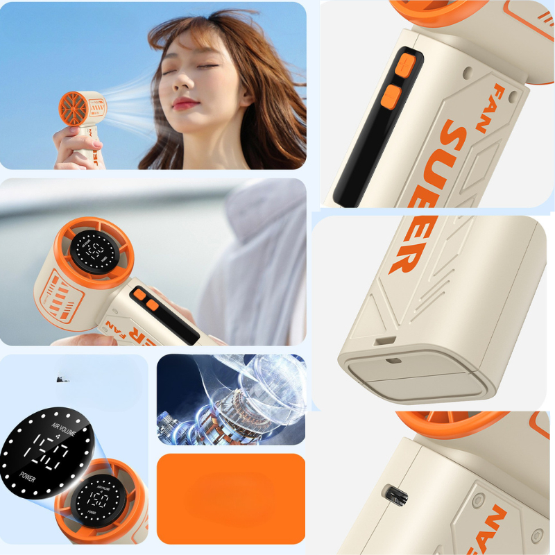 Quạt Cầm Tay Mini S17 4000mAh 150 Cấp Độ Gió Dùng 8H Có Thể Sạc  Màn Hình LED Hiển Thị