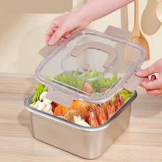Hộp Đựng Thực Phẩm Inox Có Nắp Đậy Lỗ Thoát Khí, Hộp Bảo Quản Thức Ăn Chịu Nhiệt 2 Kích Cỡ Tiện Dụng