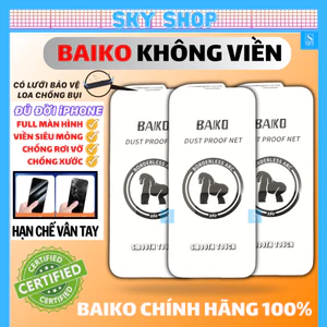 Kính cường lực iphone Baiko không viền Full màn hình cho ip 16 ProMax 17 ProMax 17 Air 15 14 13 12 11 Pro Max X Xs Xr