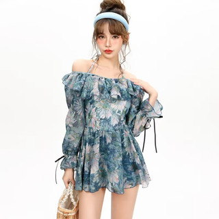 Set Váy Bơi Bikini Một Mảnh Dài Tay Thời Trang Che Bụng