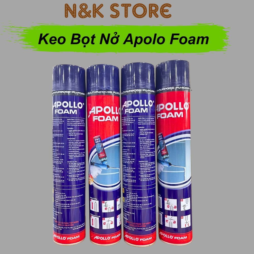 Keo bọt nở Apollo Foam chính hãng, keo bọt Apolo foam siêu dính có vòi theo kèm