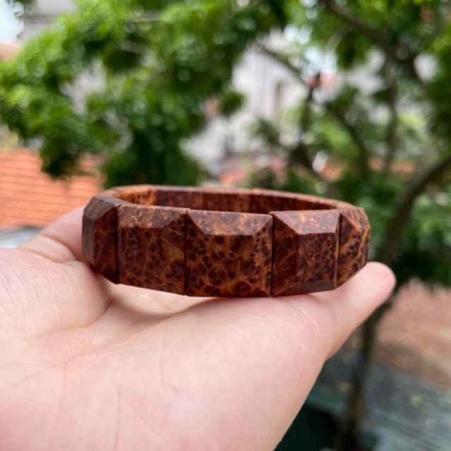 Vòng tay bản lách gỗ nu ngọc am để mộc thơm tự nhiên siêu VIP đẳng cấp cỡ 18x18mm