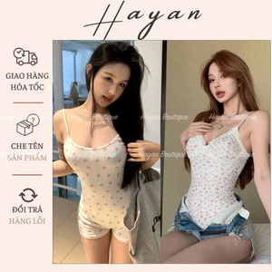HT47 Jumsuit Bodysuit họa tiết hoa nhí thun co dãn,Bikini set áo liền quần sexy HT47