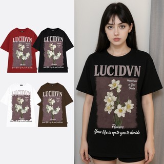 Áo Thun LUCID Local Brand Unisex LUCID FLOWER Nam Nữ Tay Lỡ From Rộng Chất Cotton