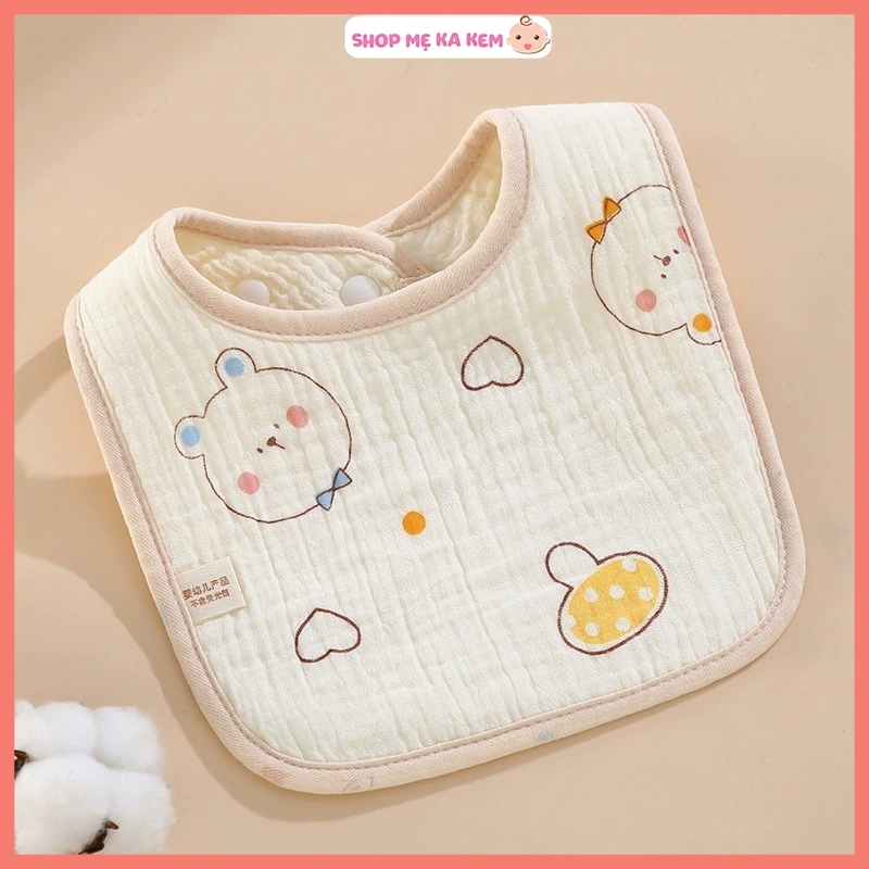 Yếm Chữ U chống thấm NỀN NÂU KEM cho bé trai bé gái 0-2 tuổi saubabi