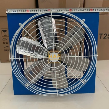 Quạt Vuông Thông Gió 40cm, Khung Thép Xanh, Quạt Công Nghiệp Gắn Tường, Quạt Hút Gió Nóng 1400 V/ph