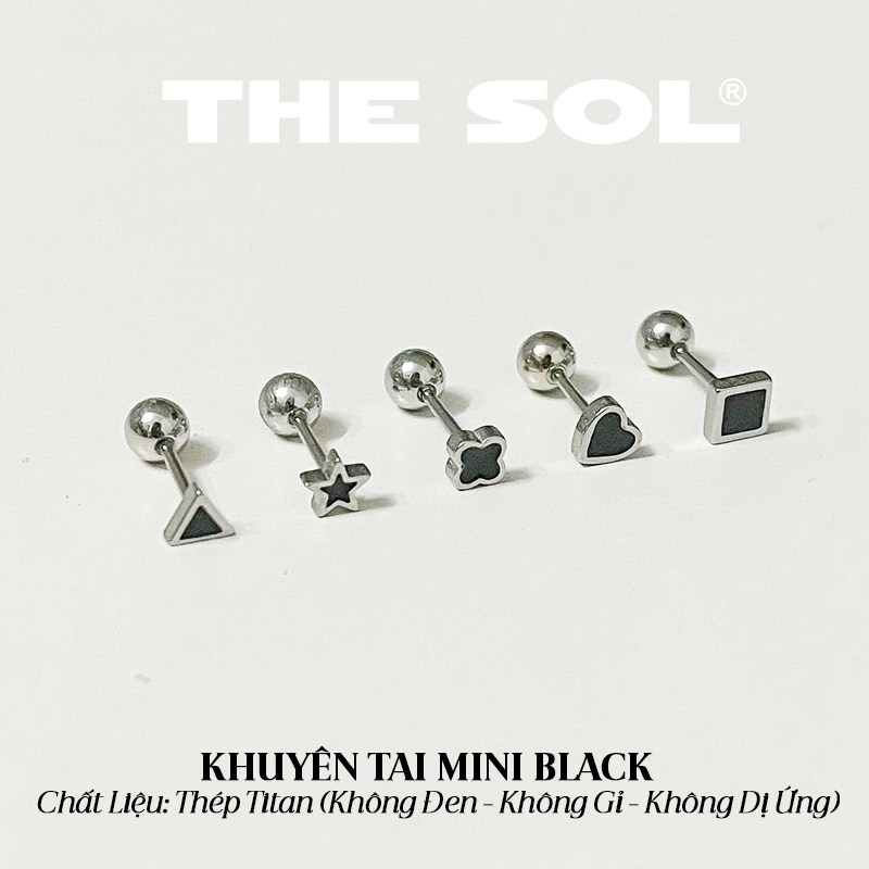 [1 CHIẾC] Khuyên Tai Thép Titan Nhiều Hình Mini Black thesolvn | Shopee ...