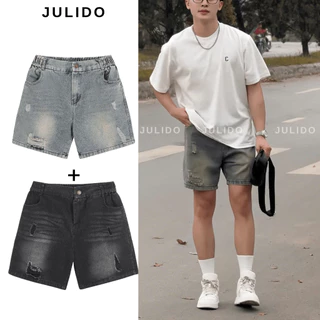 Quần short jean nam JULIDO cạp khuy, quần jean short co dãn thoải mái