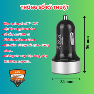 Tẩu sạc usb cho xe ô tô, xe tải 12V-24V đa dụng. Tẩu sạc xe hơi ổn định - nhanh - an toàn