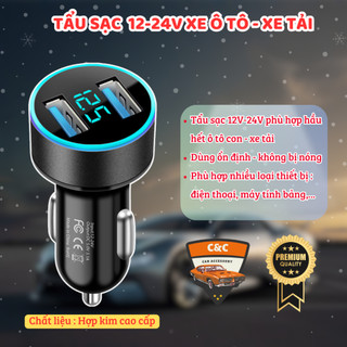 Tẩu sạc usb cho xe ô tô, xe tải 12V-24V đa dụng. Tẩu sạc xe hơi ổn định - nhanh - an toàn