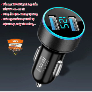 Tẩu sạc usb cho xe ô tô, xe tải 12V-24V đa dụng. Tẩu sạc xe hơi ổn định - nhanh - an toàn