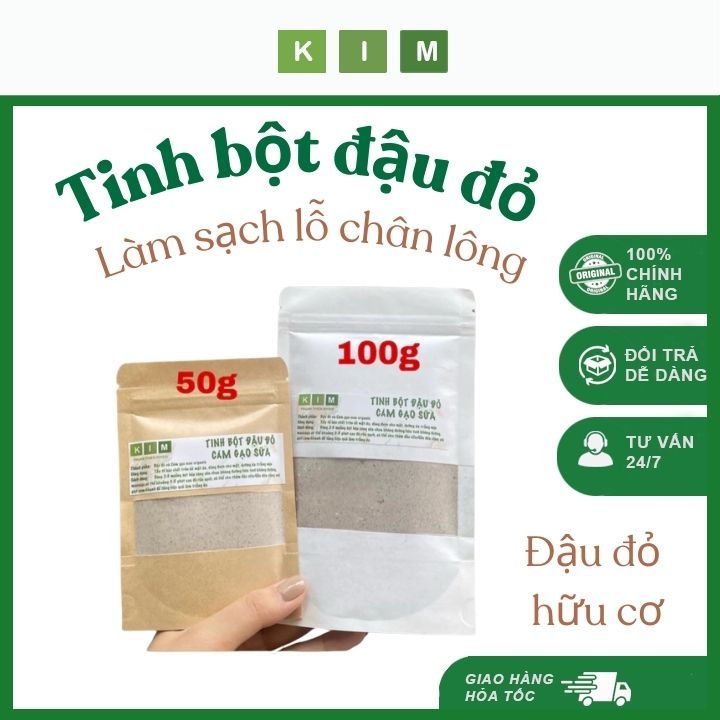 Tinh bột Đậu đỏ Cám gạo sữa 50g tẩy tế bào cơ thể - Bột làm đẹp thiên nhiên tắm trắng dưỡng da KIM handmade