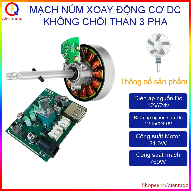 Bộ mạch motor quạt năng lượng mặt 12/24v mẫu núm xoay | Shopee Việt Nam
