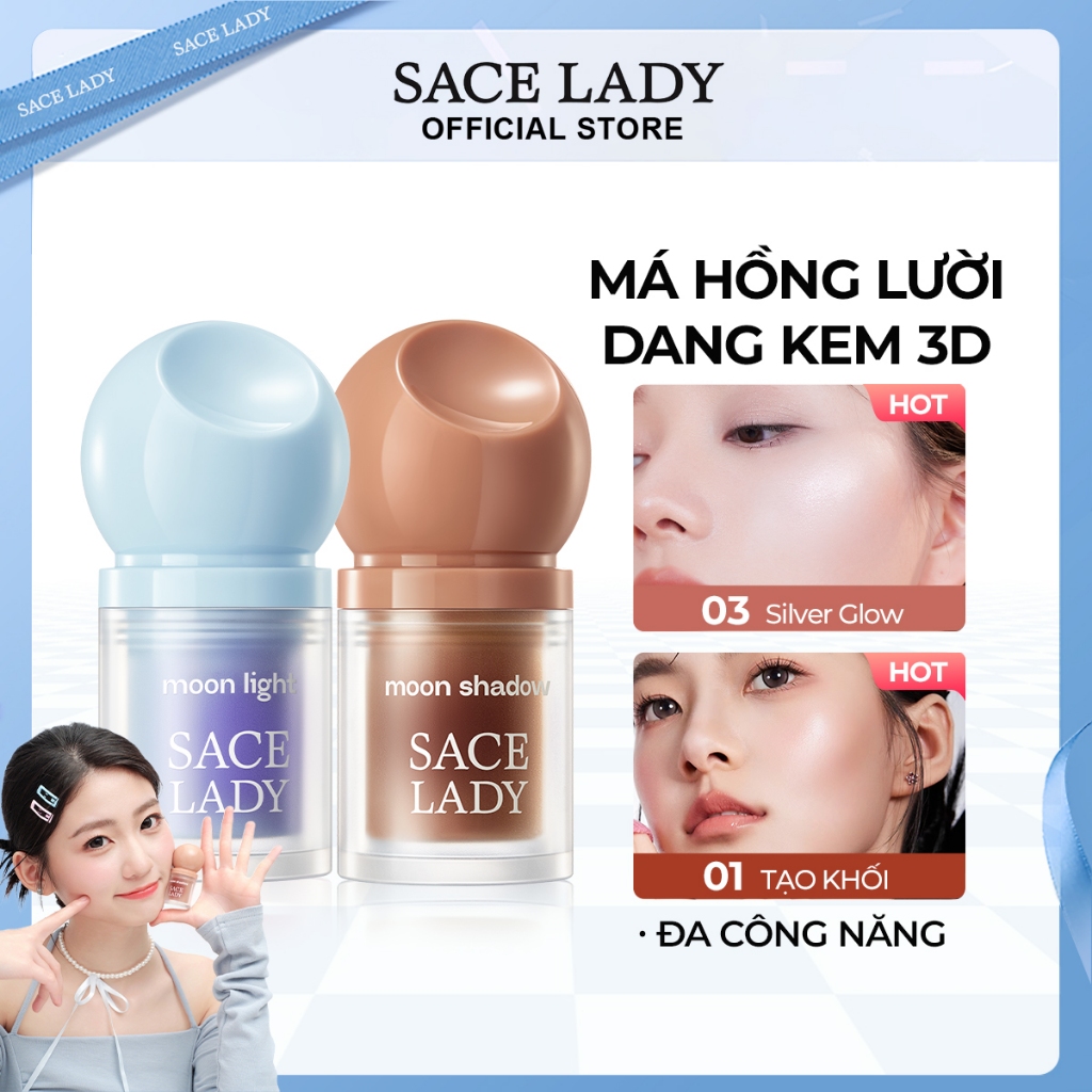 SACE LADY Liquid Contour lâu trôi có sắc tố cao + Kem bắt sáng dạng lỏng chống thấm bộ trang điểm