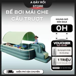 Bể bơi phao 4 mùa có mái che KAW, Bể bơi có cầu trượt phao bền đẹp, chống trượt, nhiều kích thước — ảnh 1