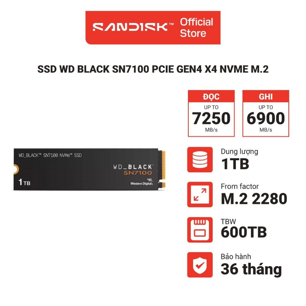 Ổ cứng SSD WD Black SN7100 500GB - 1TB PCIe Gen4 x4 NVMe M.2 | Shopee ...