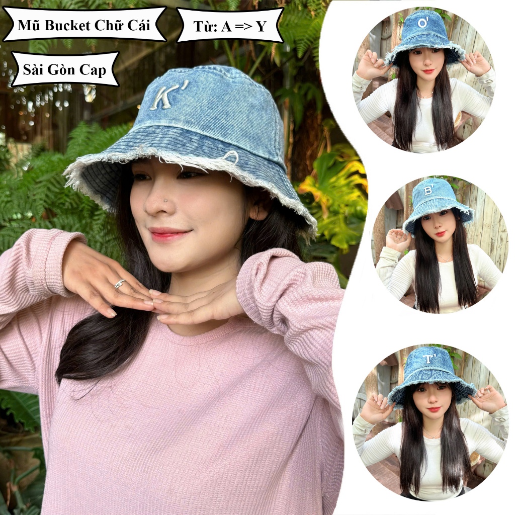 Mũ Bucket Chữ Cái | Nón Chữ cái chất Jean thời trang Cao cấp from ...