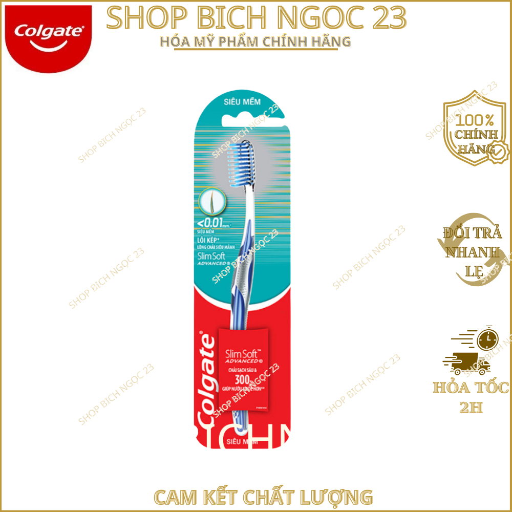 Bộ 2 Bàn chải Colgate SlimSoft Advanced ngăn chảy máu nướu siêu mềm mảnh