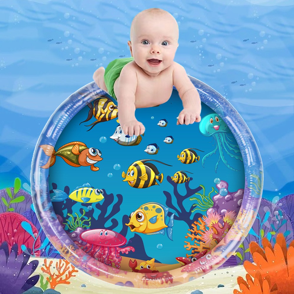 Size 100x100cm - Đồ chơi thảm đệm nước vui chơi cho bé kèm bơm tay giúp bé bò trờn kĩ năng