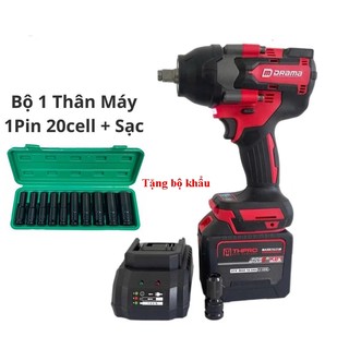 Tặng bộ khẩu Máy Bulong Pin DRAMA D-5598 Lực Siết Khỏe Động Cơ Không Chổi Than