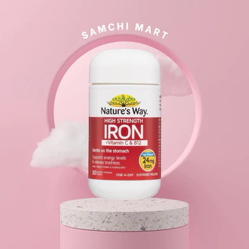 Viên uống bổ sung sắt hữu cơ hàm lượng cao Nature Way Iron + Vitamin C & B12 30 viên