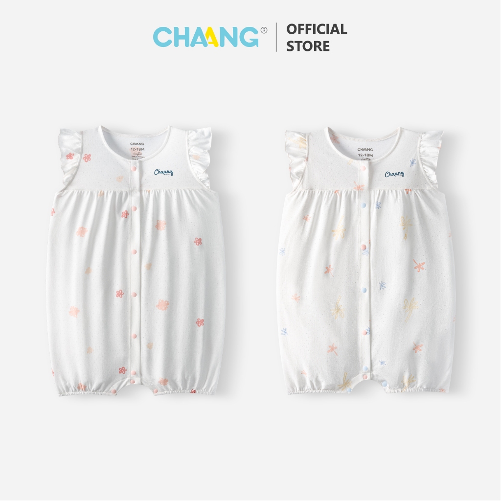 [CHAANG 3-18M] Bộ body cộc cúc giữa/cánh tiên Sóng cho bé gái và bé trai