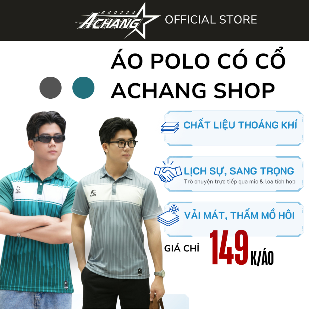 Áo Polo Nam Thể Thao DYNAMIC hai màu  Xám, Xanh- Achang shop
