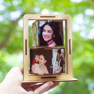 Khung Ảnh Gỗ Xoay 360° - Hộp Ảnh Xoay In Theo Yêu Cầu, Phiên Bản Ngày Cưới, Kỷ Niệm (8 Ảnh)