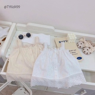 Quần áo trẻ em, Áo 2 dây hè bé gái vải thô mềm thêu họa tiết 2 màu cho bé 9-26kg A499 | Tiểu Yến KID