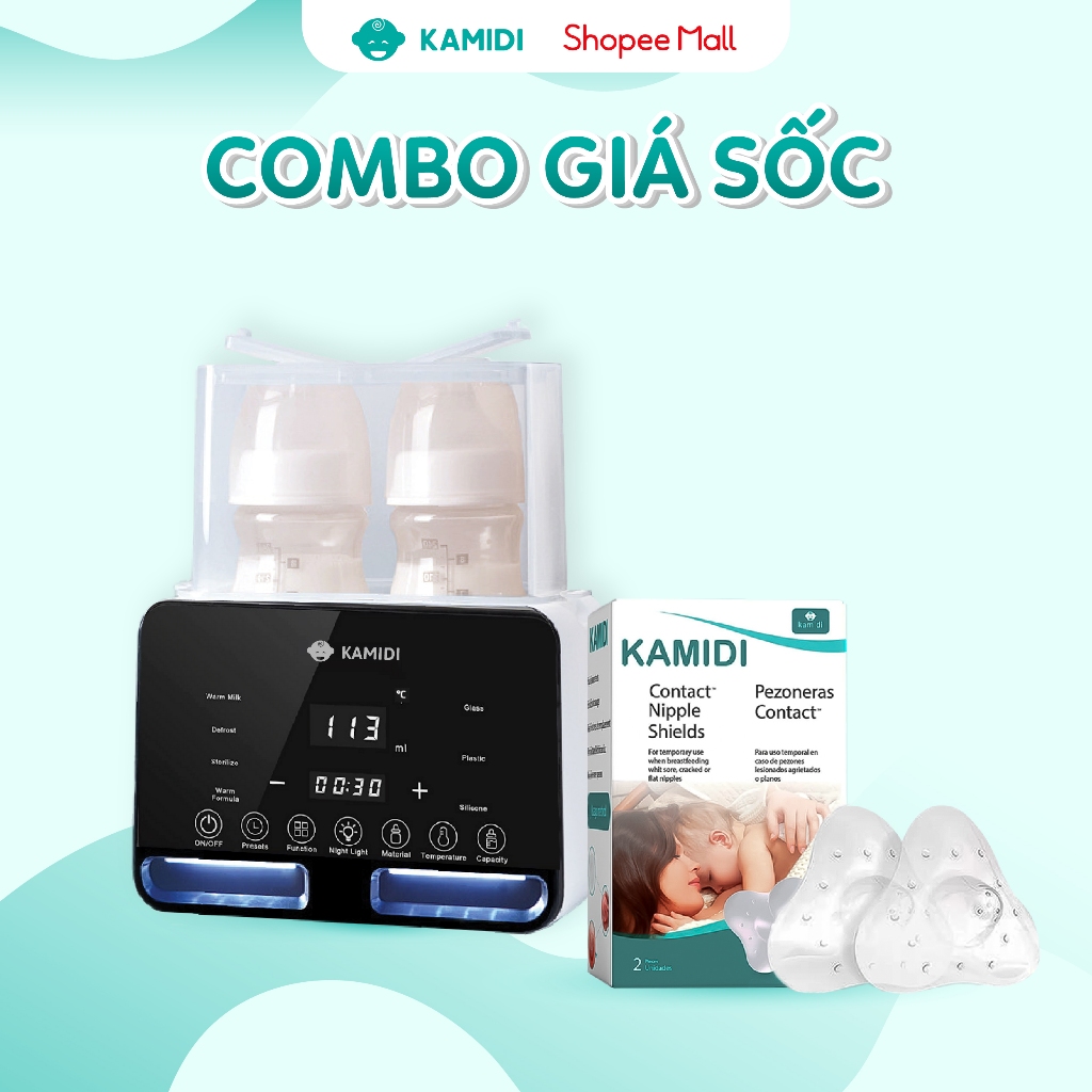 Combo Núm Trợ Ti Kamidi Và Máy Hâm Sữa Tiệt Trùng Bình Sữa Đa Năng ...