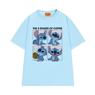Áo Thun NGỐ TEE Hoạt Hình Lilo & Stitch Vui Nhộn 4 Trạng Thái Của Cà Phê Vải Cotton 75 Mềm Mịn