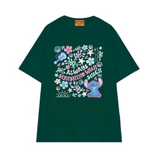 Áo Thun NGỐ TEE Hoạt Hình Disney Stitch Always Sunshine With Stitch Vải Cotton 75 Form Rộng Mềm Mịn