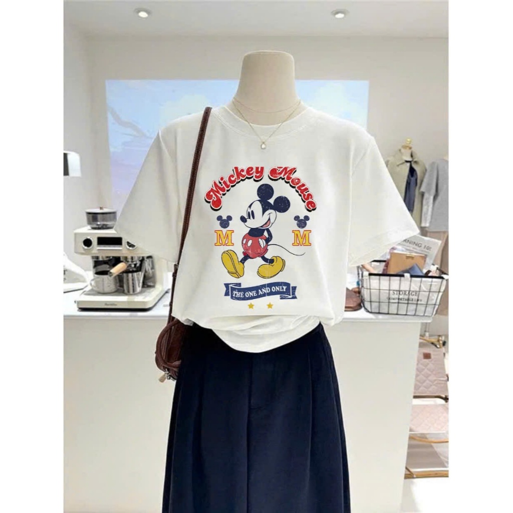 Áo thun nữ Trắng in hình Mitkey dể thương JULY FAHION, Áo thun nữ tay ngắn chất Cotton mềm mát thấm mồ hôi