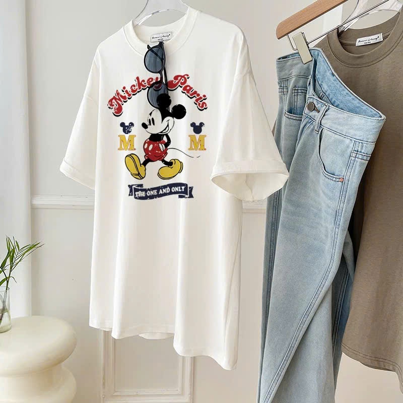 Áo thun nữ Trắng in hình Mitkey dể thương JULY FAHION, Áo thun nữ tay ngắn chất Cotton mềm mát thấm mồ hôi