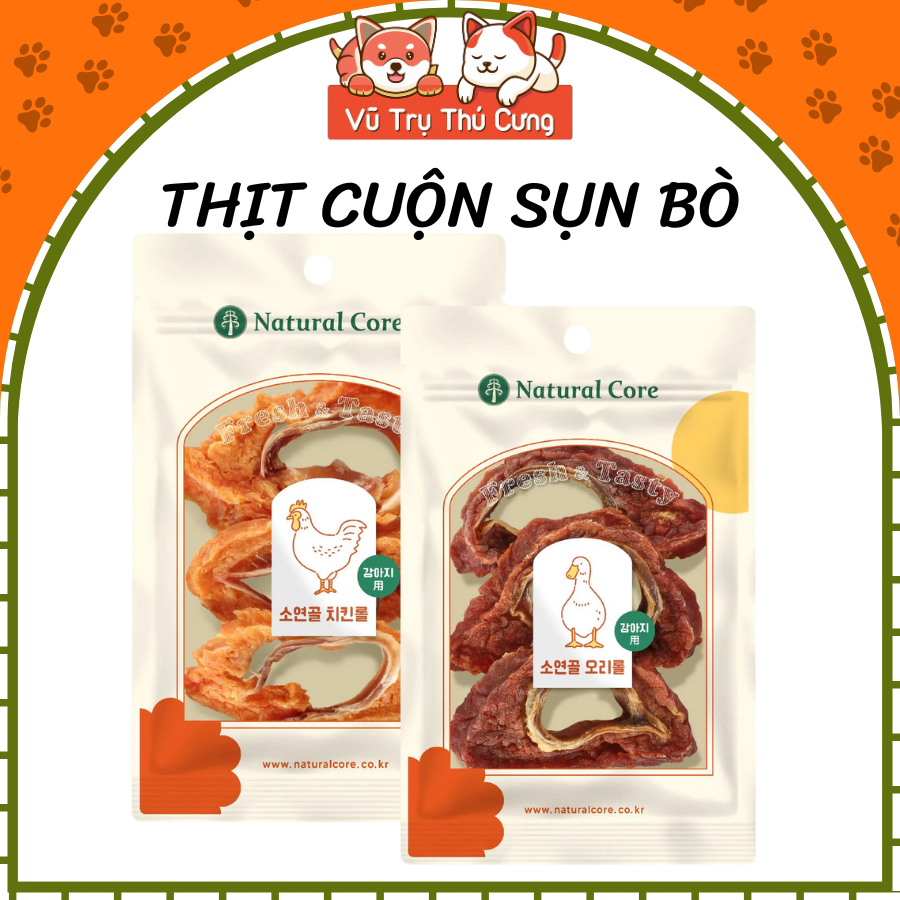 Snack Thịt Cuộn Sụn Bò Cho Chó Natural Core 65g