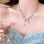 Vòng Cổ Đính Đá Hình Bướm Sang Trọng, Bộ Dây Chuyền Thanh Lịch Dự Tiệc, Choker Ngọc Trai Pha Lê Đẹp