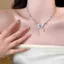 Vòng Cổ Đính Đá Hình Bướm Sang Trọng, Bộ Dây Chuyền Thanh Lịch Dự Tiệc, Choker Ngọc Trai Pha Lê Đẹp