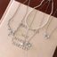 Vòng Cổ Đính Đá Hình Bướm Sang Trọng, Bộ Dây Chuyền Thanh Lịch Dự Tiệc, Choker Ngọc Trai Pha Lê Đẹp