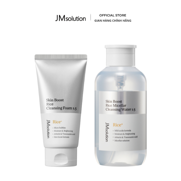 JMsolution Combo Skin Boost Sữa Rửa Mặt 150ml Và Tẩy Trang 500m Làm Sạch Chuyên Sâu